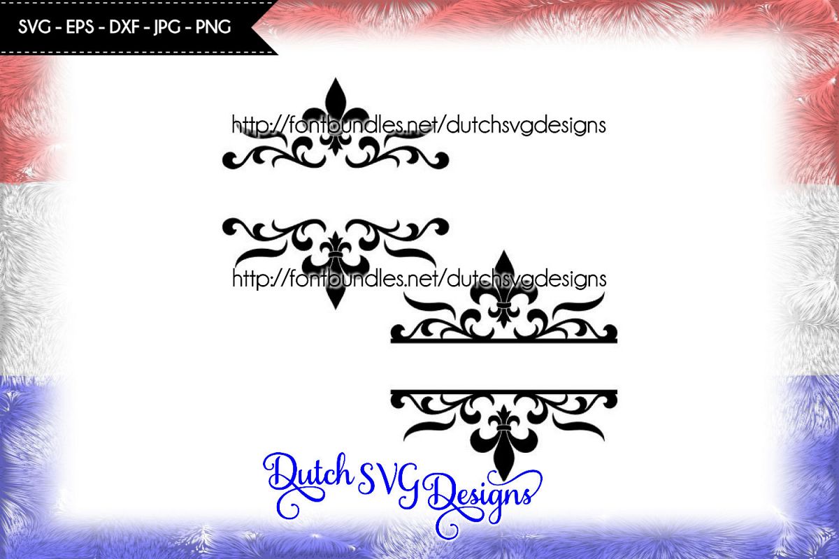 2 Split monogram cutting files with french lily example image 1