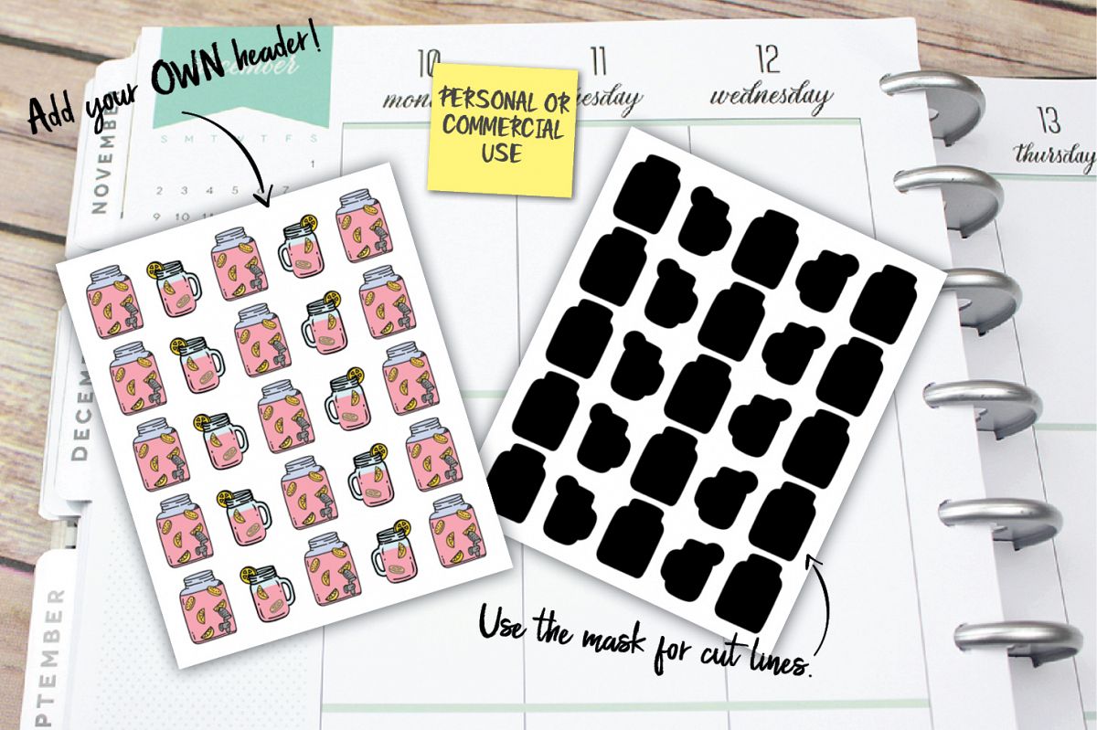 Pink Lemonade Planner Stickers example image 1