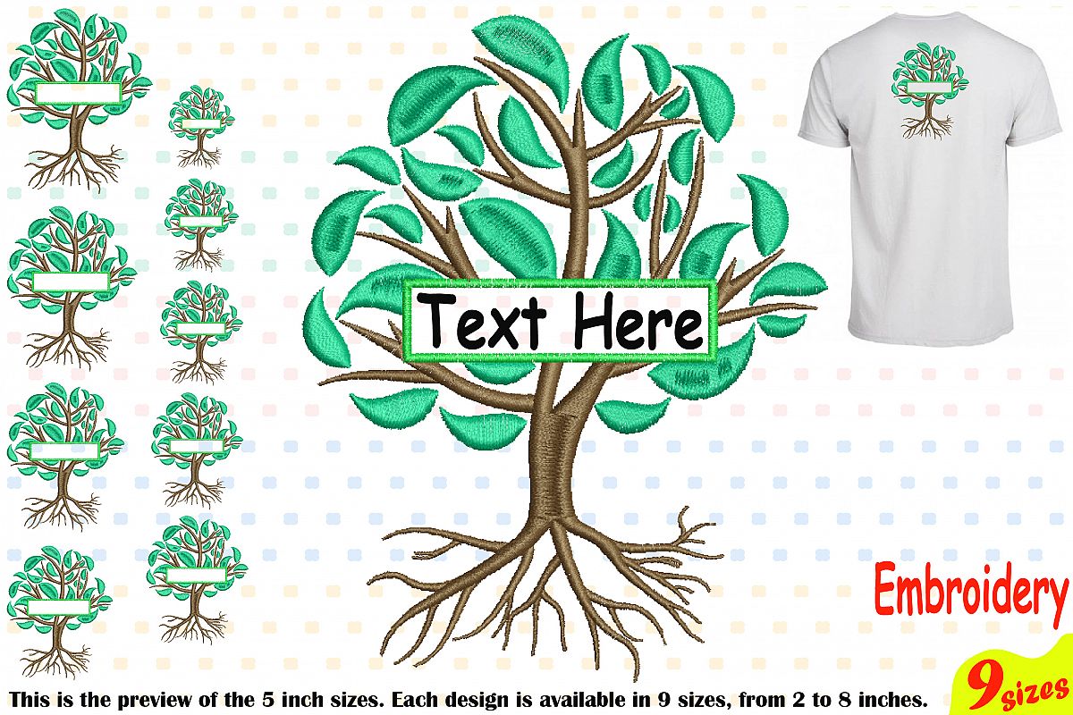 Family Tree Split Embroidery Design Machine Instant Download Commercial Use digital Outline family love Frame Deep Roots Branches 209b example image 1