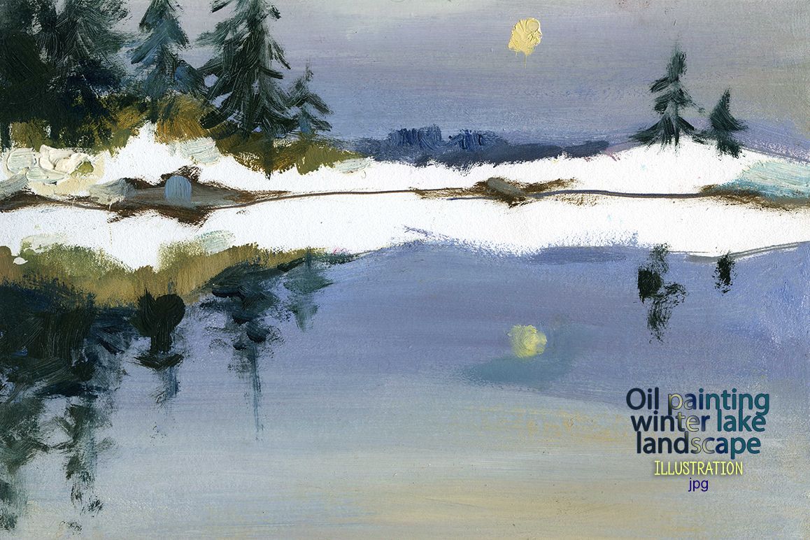 Oil painting landscape with lake example image 1