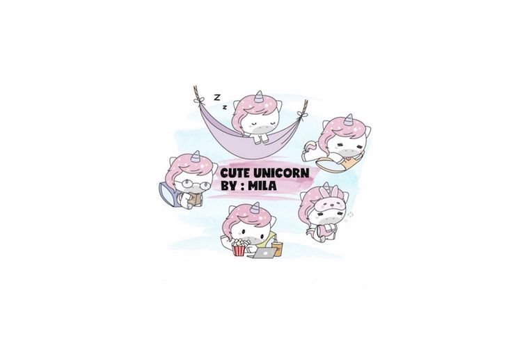 KAWAII UNICORN CLIPART BUNDLE PNG example image 1