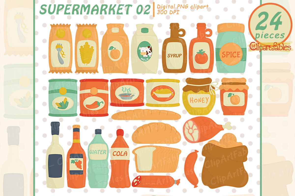 Cute Market clipart, Grocery clipart, foods - INSTANT example image 1