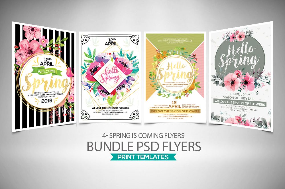 4 Spring Coming Flyers Bundle example image 1