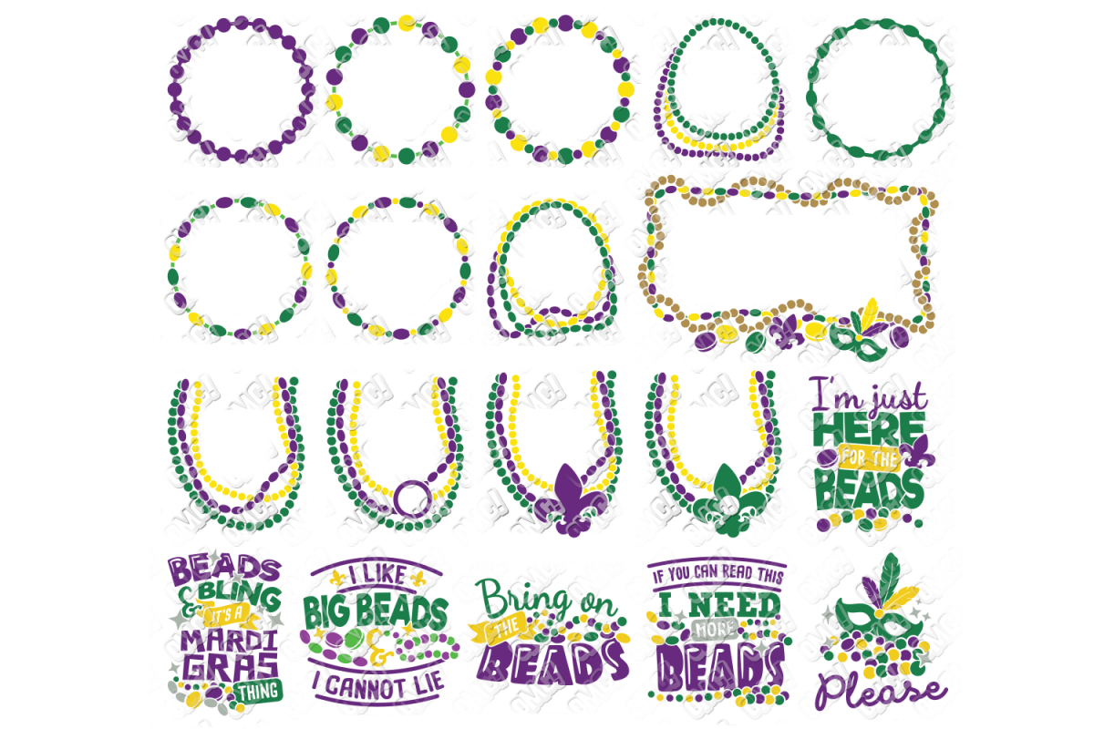 Mardi Gras Beads SVG Bundle in SVG, DXF, PNG, EPS, JPEG