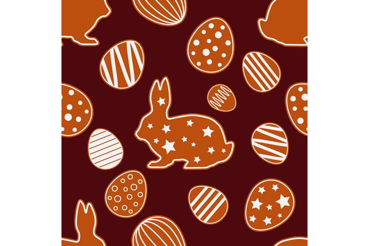 Easter gingerbread ornament. Set of 10 seamless patterns. example image 1
