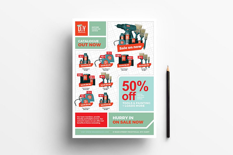 A4 DIY Tool Supply Advertisement Template example image 1
