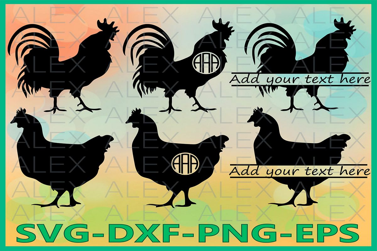 Cock Rooster Svg, Chicken Monogram svg, Cock SVG example image 1