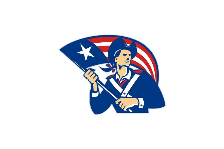 American Patriot Minuteman With Flag Retro example image 1