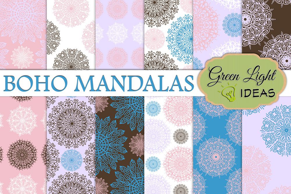 Boho Mandalas Digital Papers example image 1