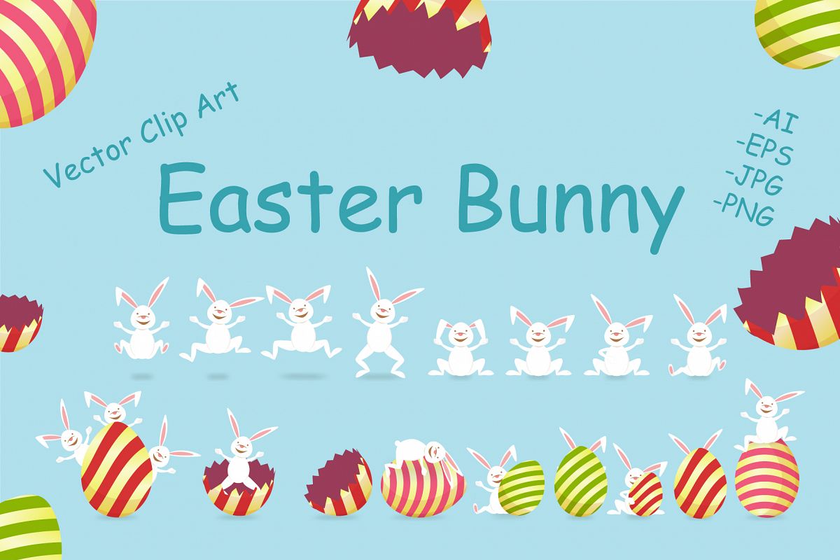 Easter Bunny and Egg Clip Art example image 1