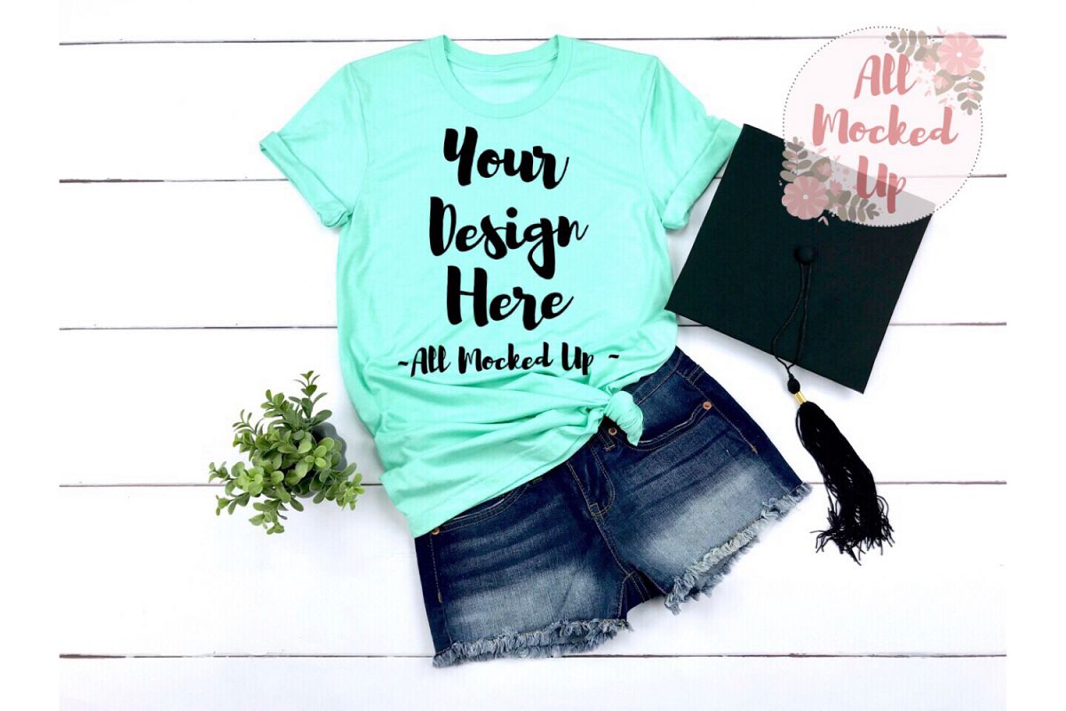 Bella Canvas 3001 / 3413 MINT Shirt Mock Up Graduation 3/19 example image 1
