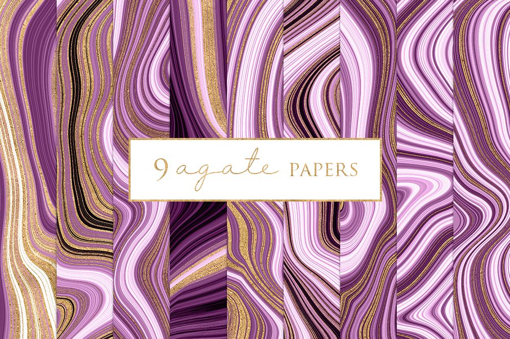 Agate Marble and Gold Effect Digital Papers example image 1