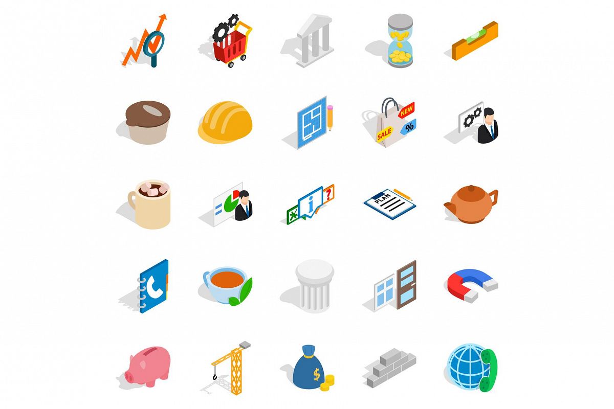 Commerce icons set, isometric style example image 1
