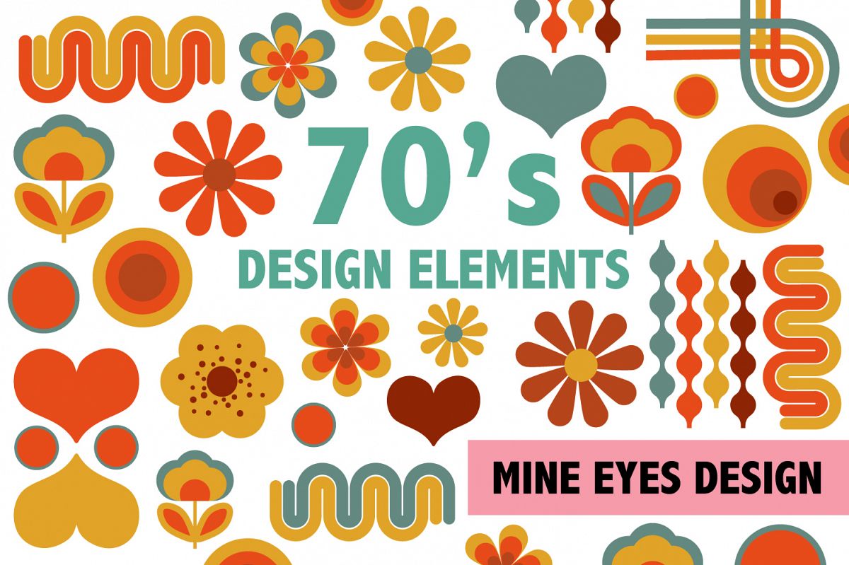 70's Flower Power Design Elements