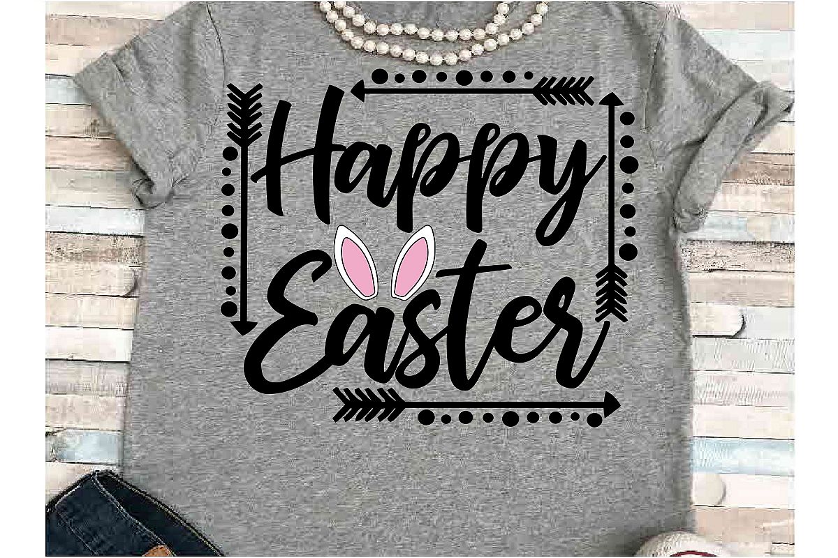 Happy Easter SVG DXF JPEG Silhouette Cameo Cricut Bunny ears example image 1