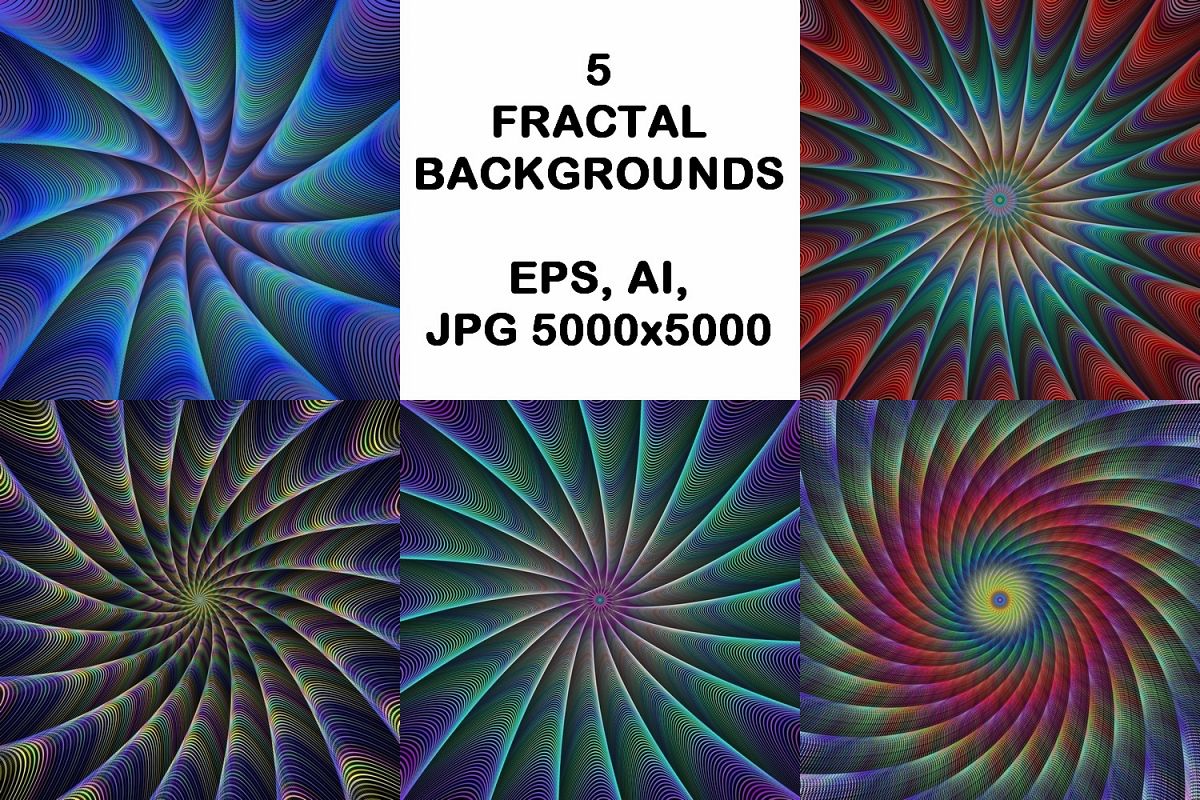 5 fractal design backgrounds (AI, EPS, JPG 5000x5000) example image 1