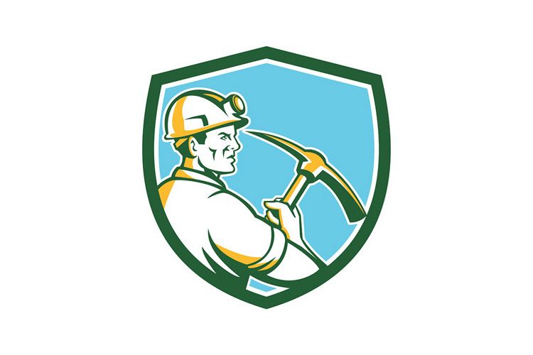 Coal Miner Hardhat With Pick Axe Side Shield Retro example image 1