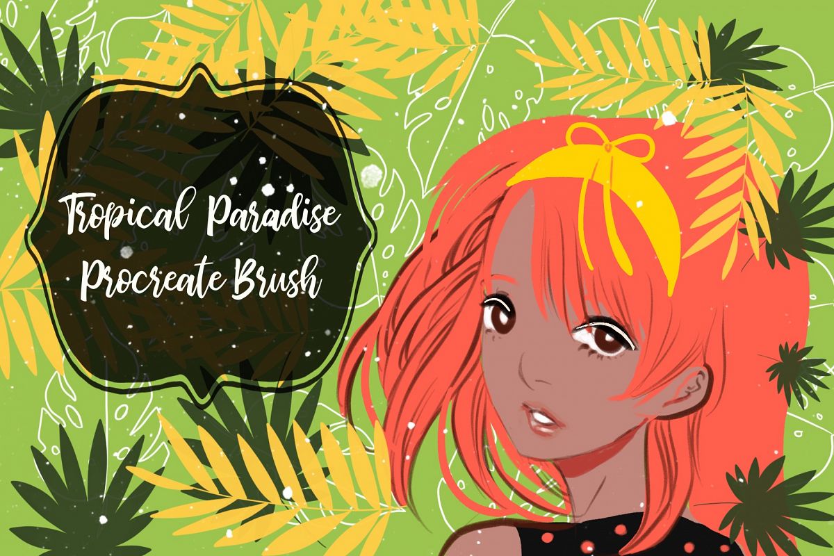 Tropical paradise procreate brush example image 1