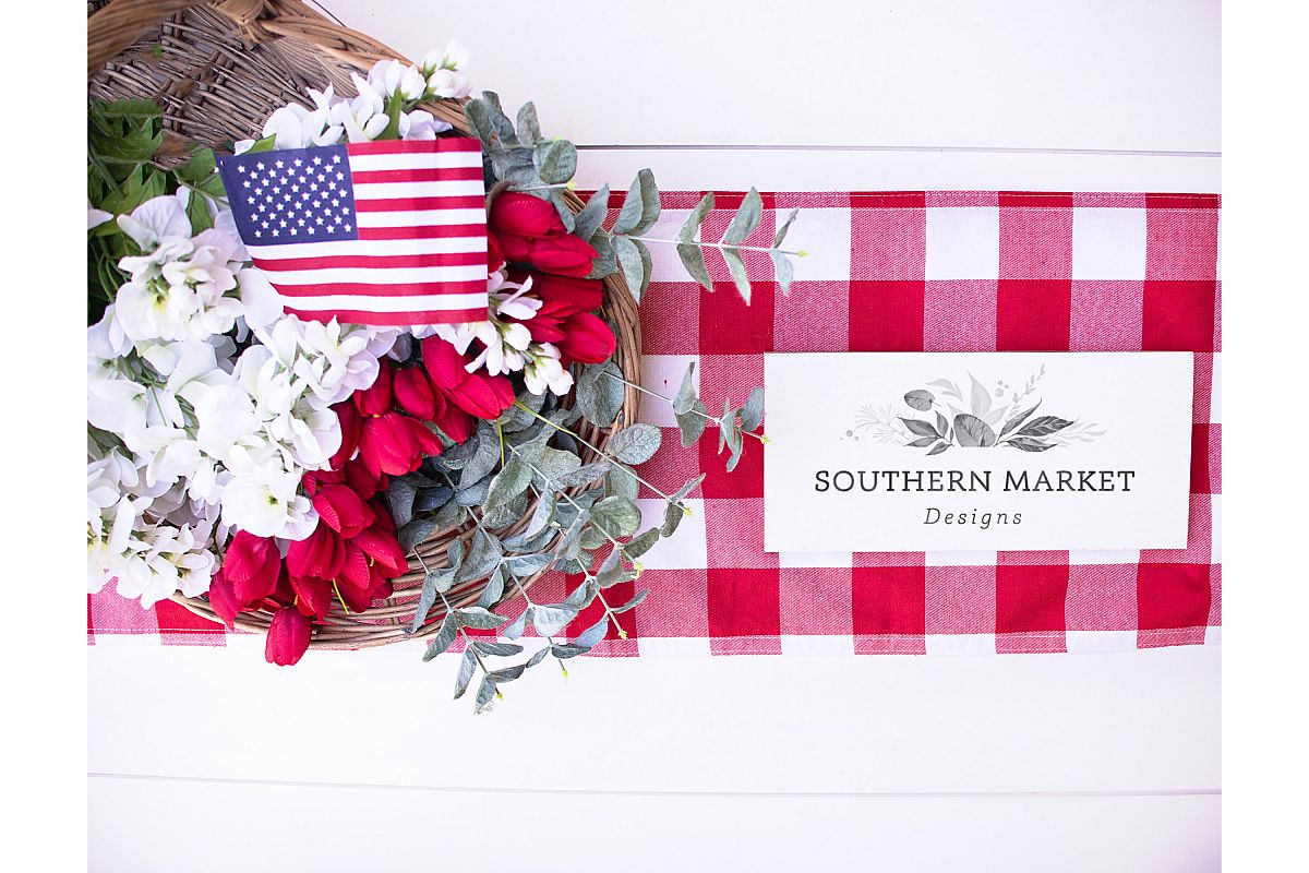 Patriotic Summer Wood 4x12 Sign Mock Up Stock Photo example image 1