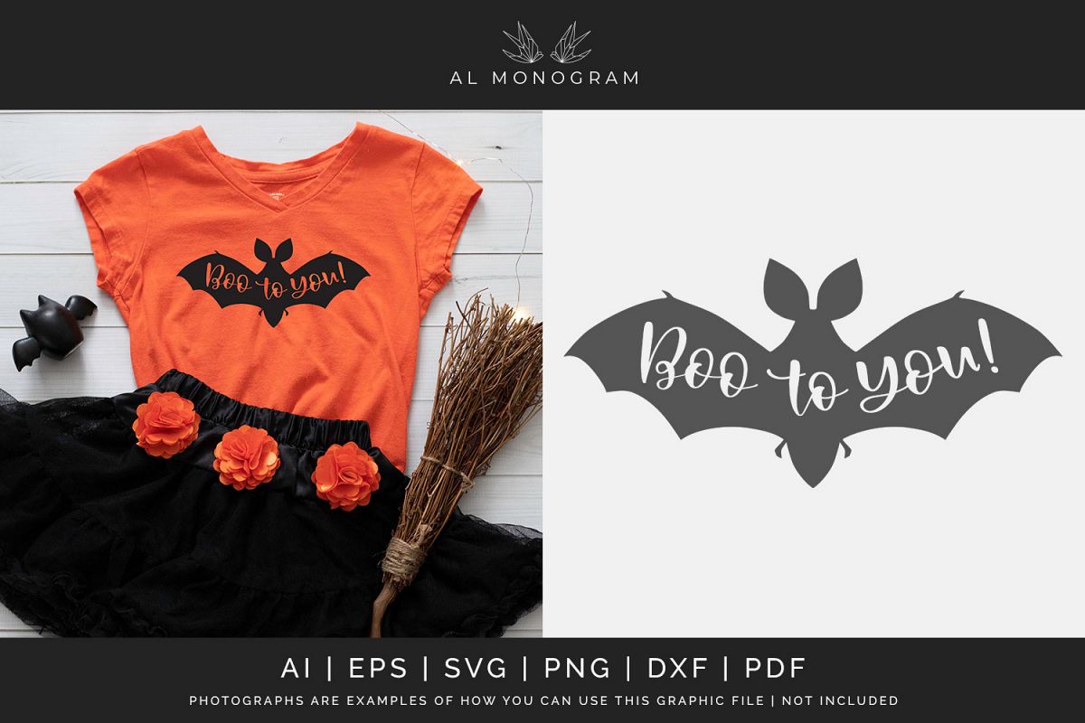 Boo to You Bat Halloween SVG Digital Laser Cut File example image 1