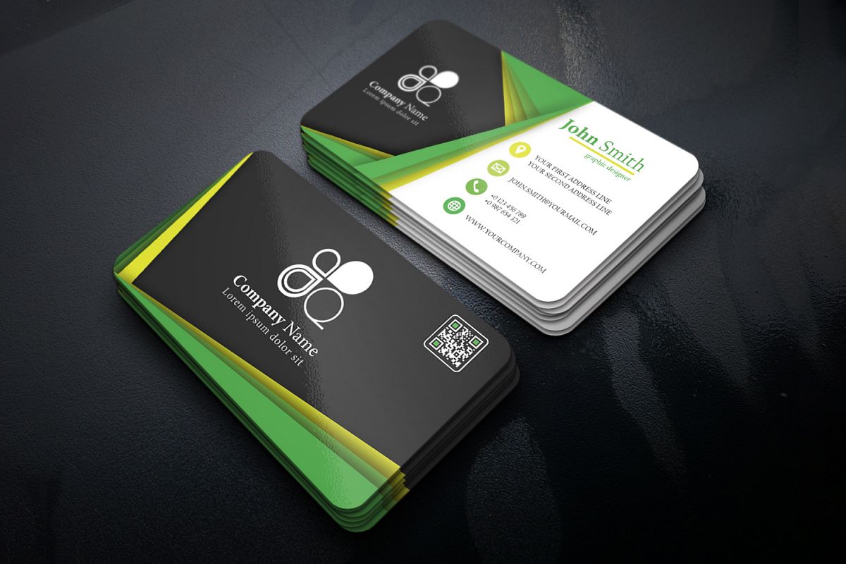 Abstract Business Card Template with 3 different colors example image 1