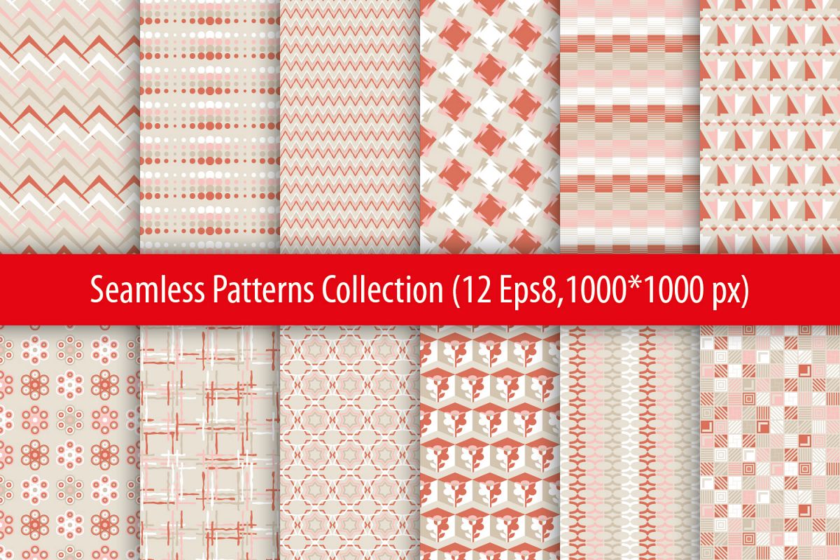 Set of 12 seamless vector backgrounds with abstract geometric pattern. example image 1