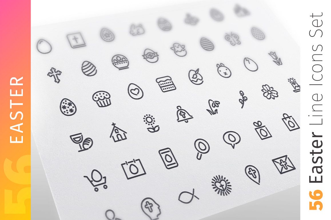 Easter Line Icons Set example image 1