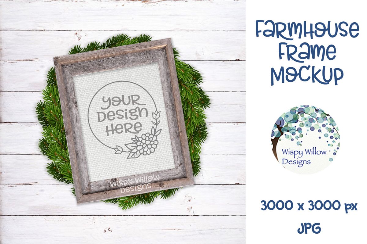 8x10 Vertical Farmhouse Frame and Wreath Mockup example image 1