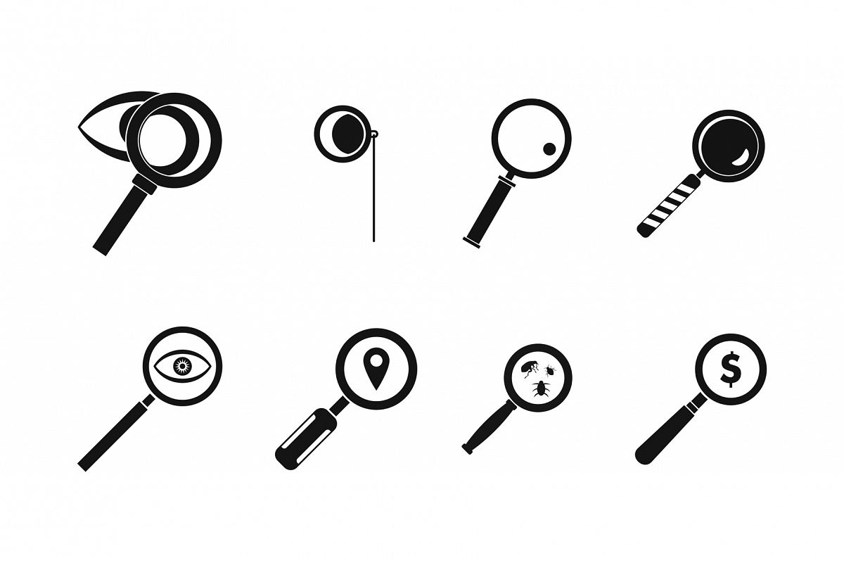 Magnifying glass icon set, simple style example image 1