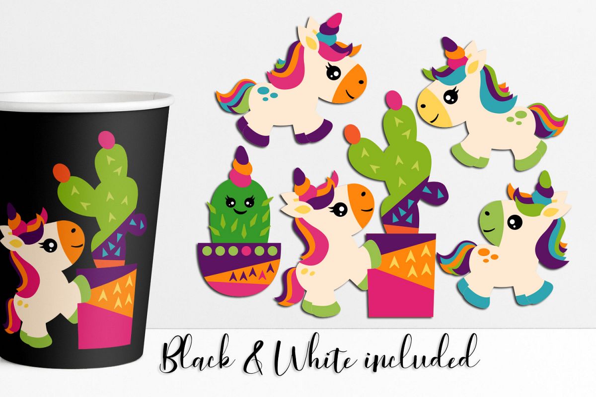 Summer Unicorn Clip art Illustrations example image 1