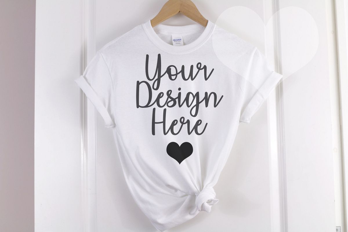White Gildan 500 T shirt Unisex - Hanging Mockup example image 1