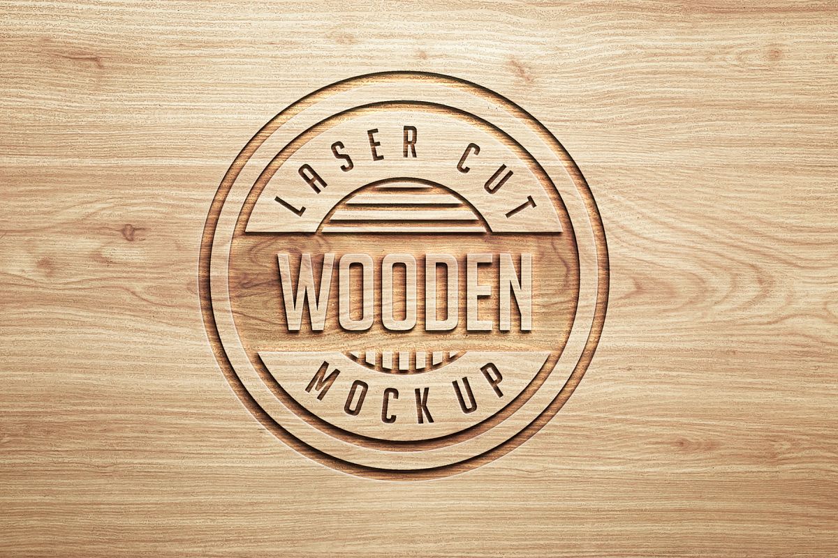 Logo Mock Ups Wood Set example image 1