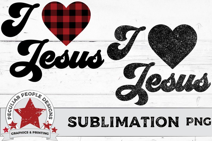 I Love Jesus Sublimation PNG, bonus clipart, red buffalo example image 1