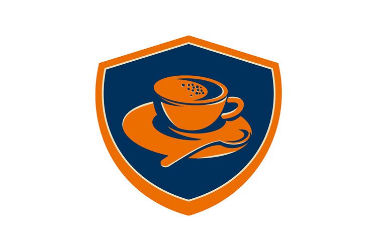 Coffee Cup Teaspoon Crest Retro example image 1