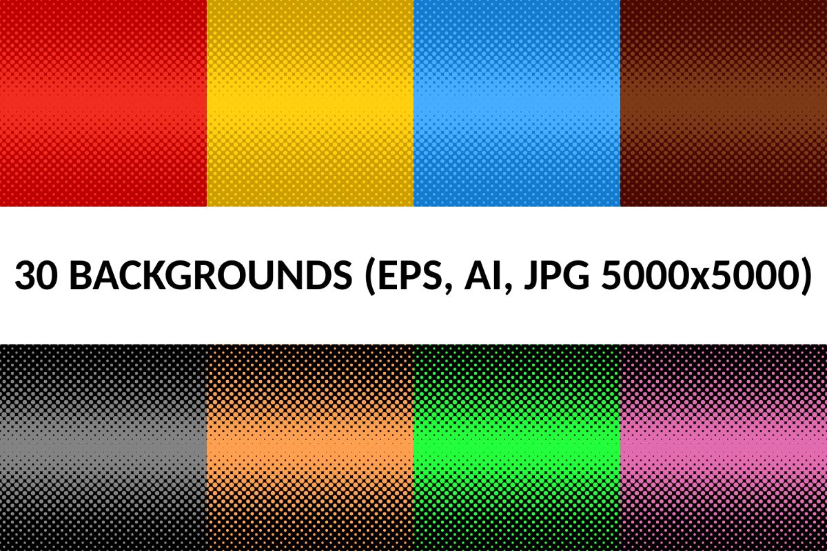 30 Halftone Dot Backgrounds (AI, EPS, JPG 5000x5000) example image 1