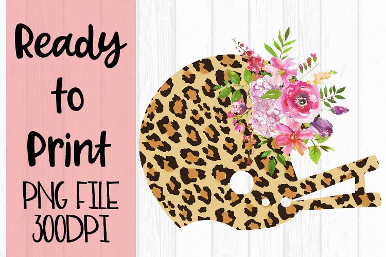 Cheetah Leopard Helmet with Flowers Ready to Print example image 1