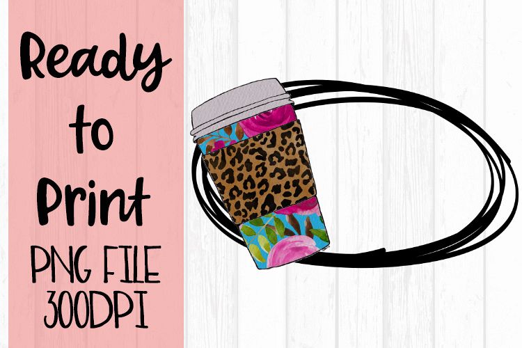 Leopard Coffee Cup Monogram Frame Ready to Print example image 1