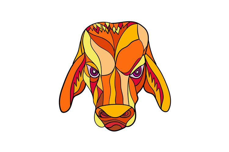 Brahma Bull Head Mosaic Color example image 1