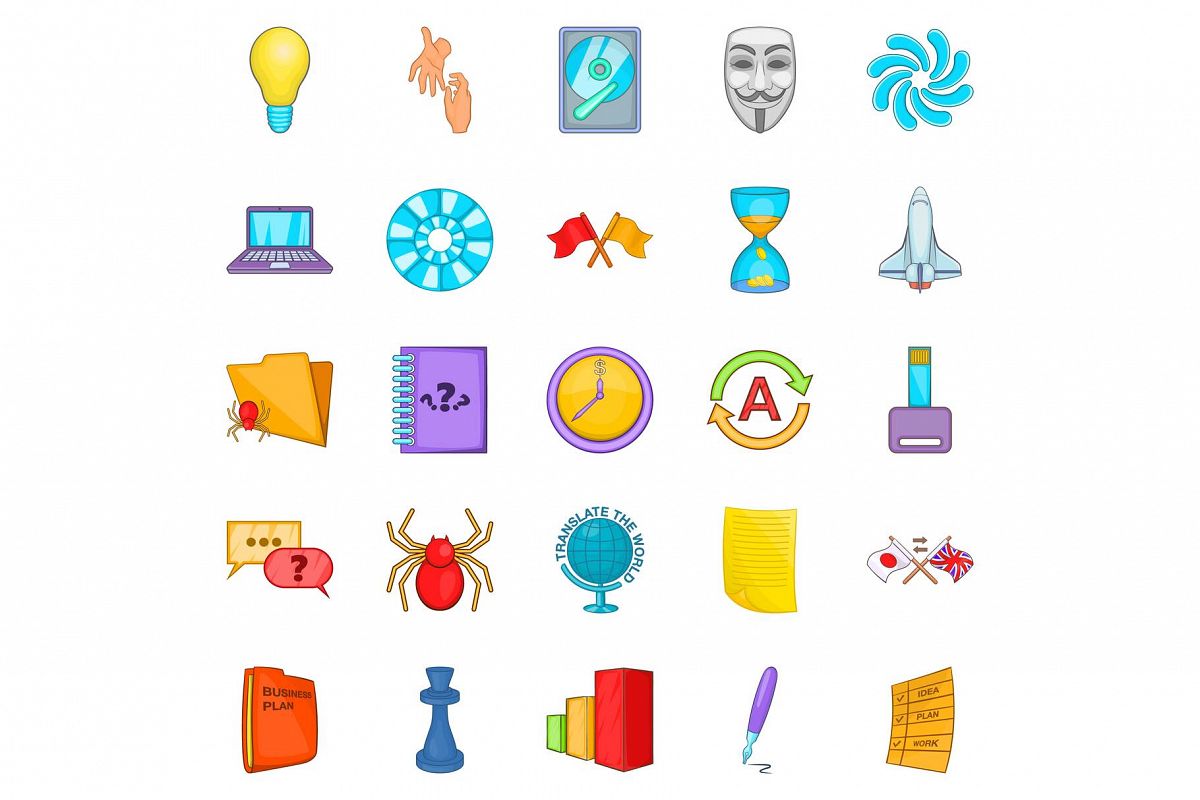Broker icons set, cartoon style example image 1