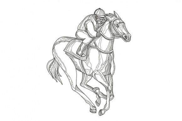 Horse Racing Jockey Doodle Art example image 1