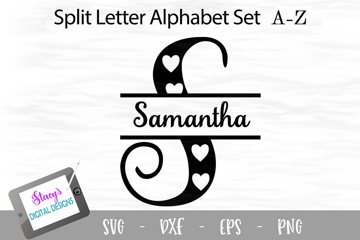 Download Split Letters A-Z - 26 split monogram files - Hearts