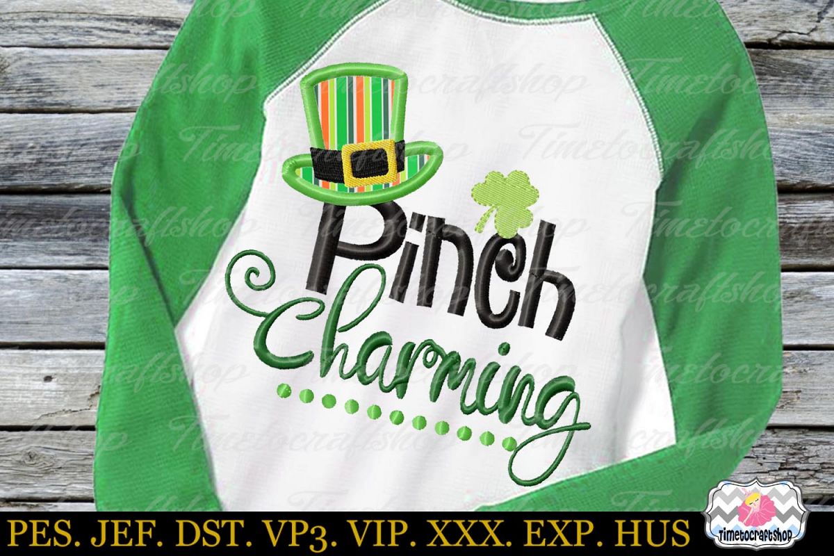 St Patricks Day Pinch Charming Embroidery Applique Design example image 1