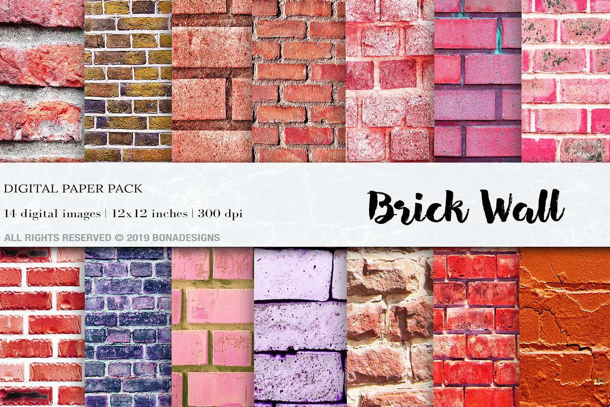 Wall Digital Paper Pack, Brick Wall Digital Paper Pack,Wall example image 1