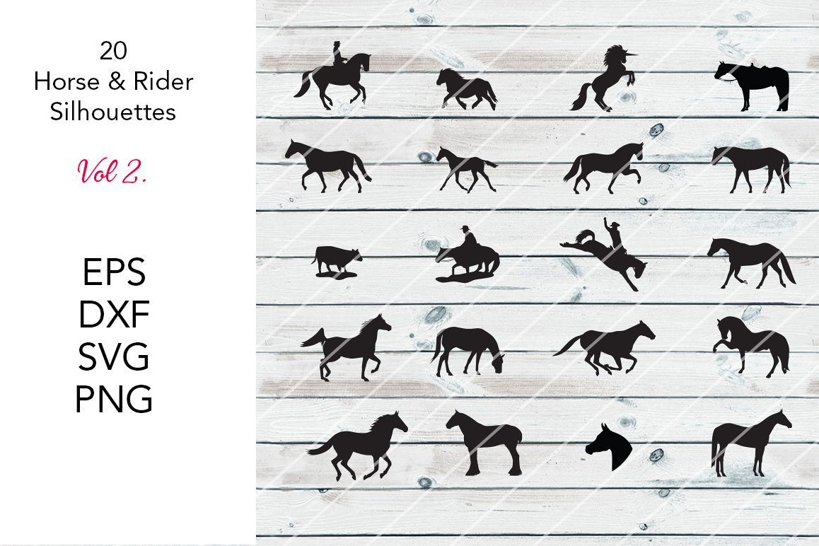 20 Horse & Rider SVG Bundle -SVG DXF EPS PNG example image 1