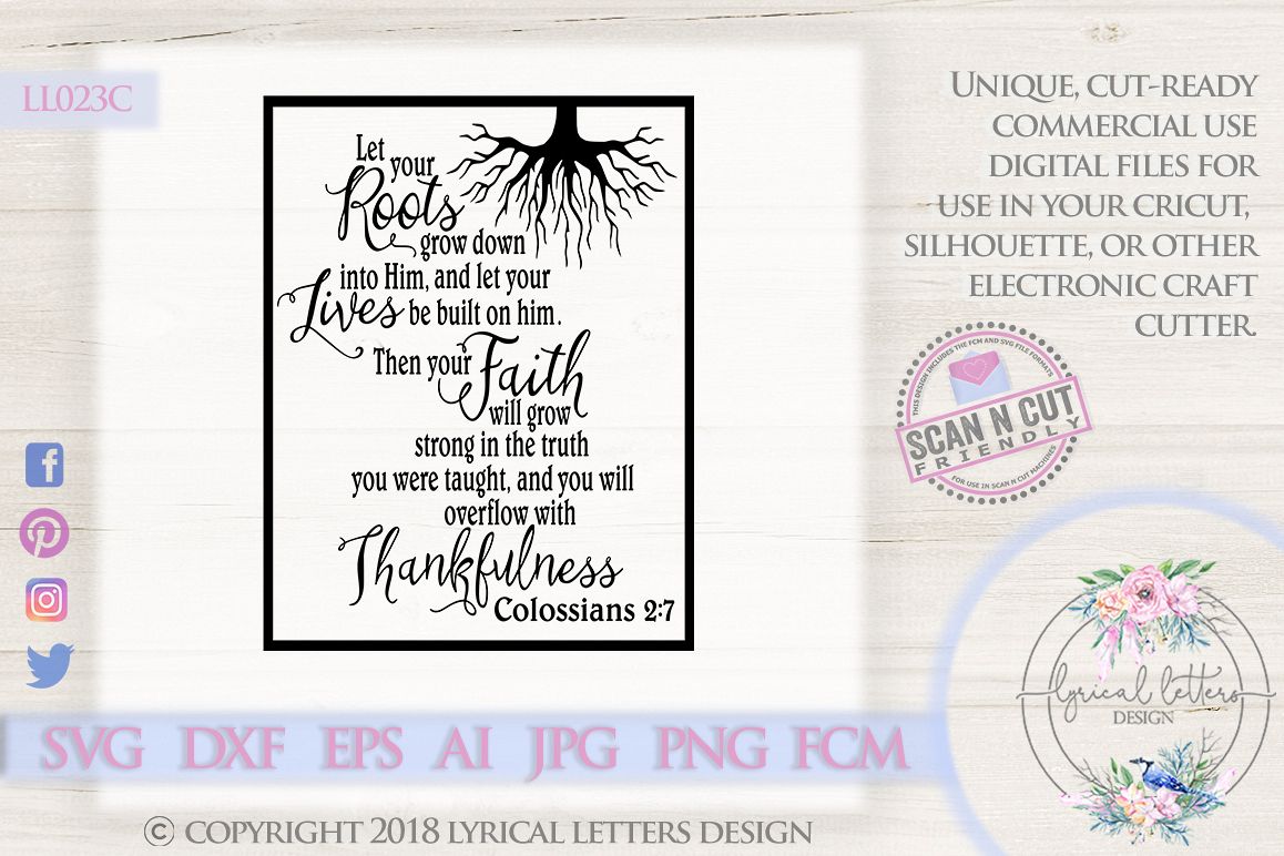 Let Your Roots Colossians 2 Scripture SVG DXF LL023C example image 1