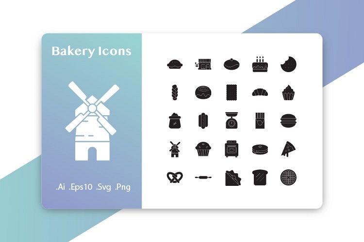 25 Bakery Icons Glyph example image 1