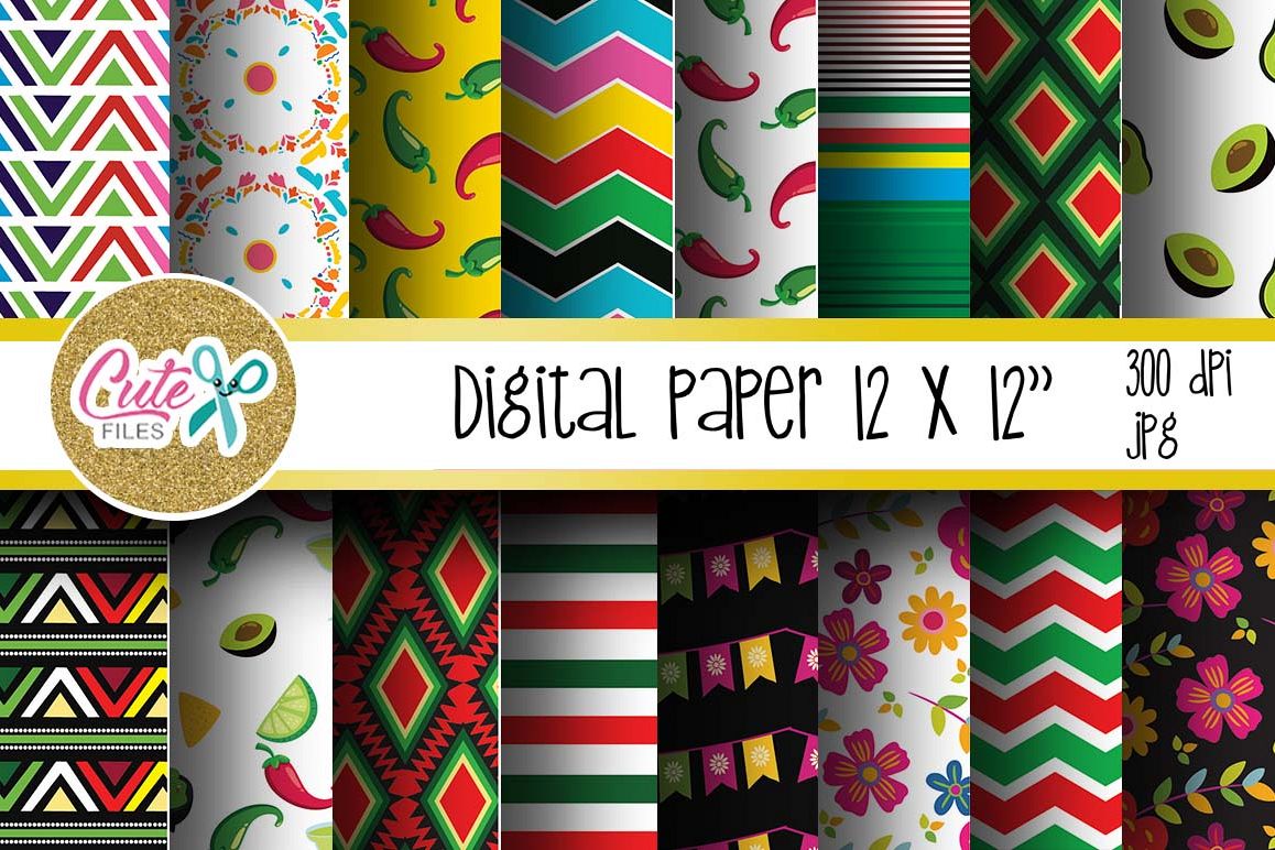 Mexican Digital Paper, colorful digital paper example image 1