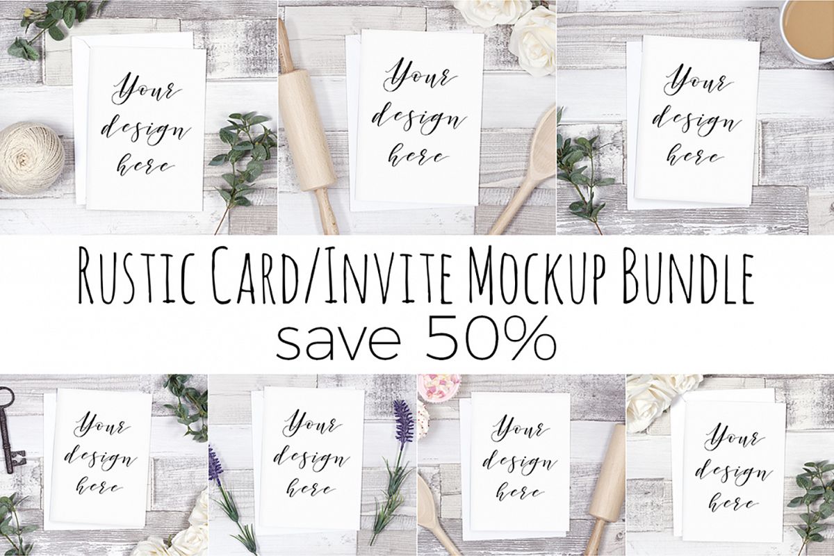 Rustic Card Mockup Bundle example image 1