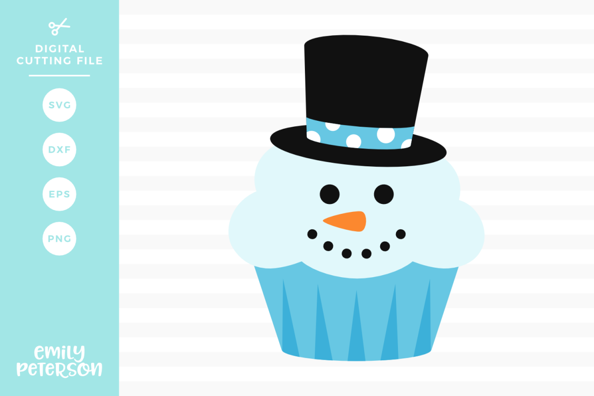 Snowman Cupcake SVG DXF EPS PNG example image 1
