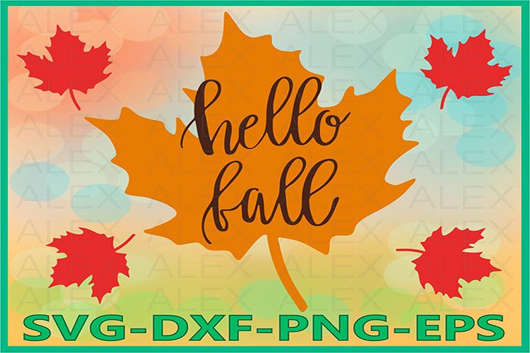 Hello Fall Svg, Autumn Svg, Fall svg, Fall Leaves example image 1